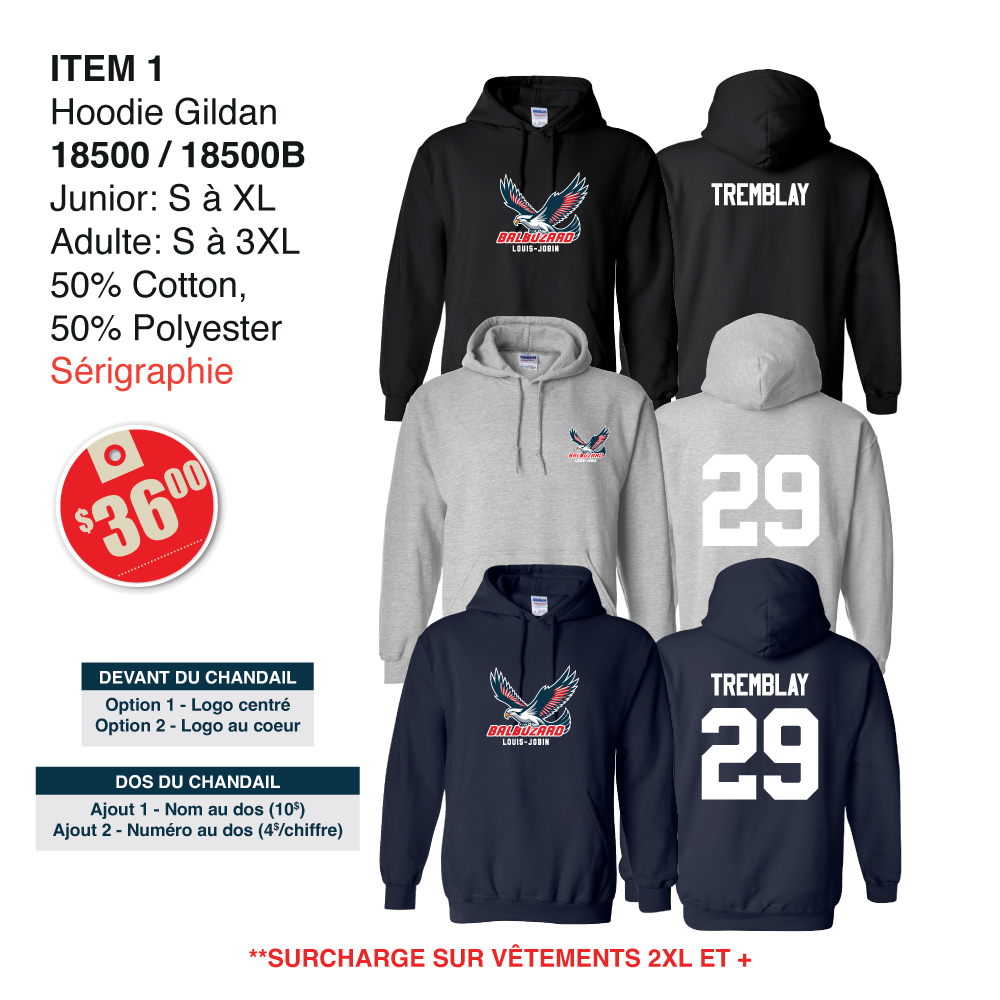 Item 01 Balbuzard Hoodie Gildan 18500 18500B 2025