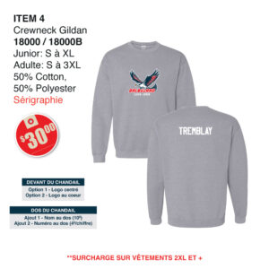 Item 04 Balbuzard Crewneck Gildan 18000 18000B 2025